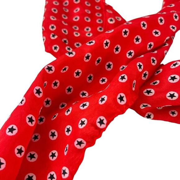 Echo Womens Red White Blue Star Print Scarf Head Wrap Lightweight 50"x5" - Picture 3 of 16